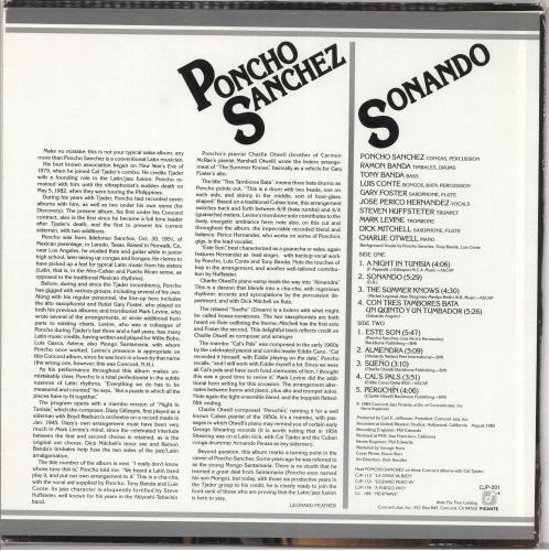 Poncho Sanchez Sonando vinyl LP album (LP record) US PKPLPSO726464