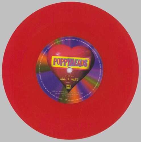 Poppyheads All I Want - Red Vinyl 7" vinyl single (7 inch record / 45) UK PX907AL833371