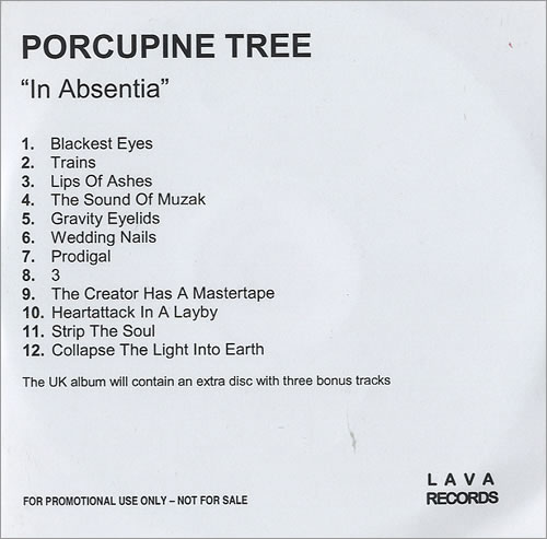 Porcupine Tree In Absentia CD-R acetate UK PCUCRIN228659