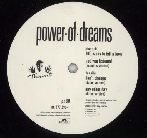 Power Of Dreams 100 Ways To Kill A Love 12" vinyl single (12 inch record / Maxi-single) UK POD12WA316549