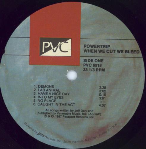 Powertrip When We Cut, We Bleed vinyl LP album (LP record) US 5Q3LPWH800509