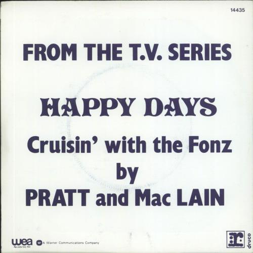 Pratt & McClain Happy Days - Wide Centred + Picture Sleeve 7" vinyl single (7 inch record / 45) Belgian P0B07HA807913
