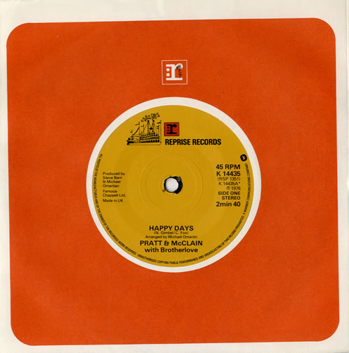 Pratt & McClain Happy Days 7" vinyl single (7 inch record / 45) UK P0B07HA573670