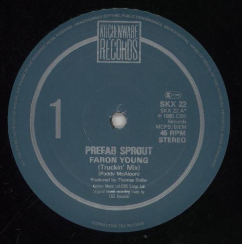 Prefab Sprout Faron Young - Promo Stickered 12" vinyl single (12 inch record / Maxi-single) UK PRE12FA863578