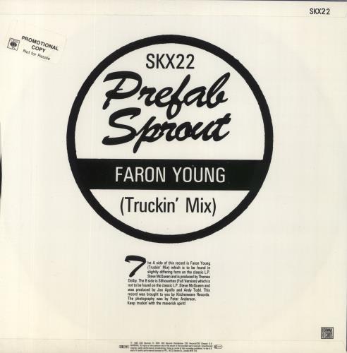 Prefab Sprout Faron Young - Promo Stickered 12" vinyl single (12 inch record / Maxi-single) UK PRE12FA863578