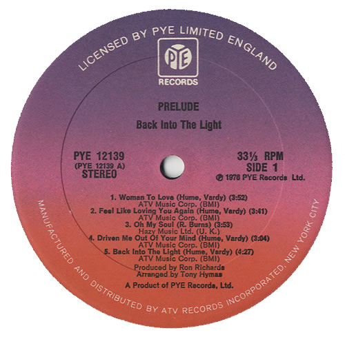 Prelude Back Into The Light vinyl LP album (LP record) US PUELPBA435548