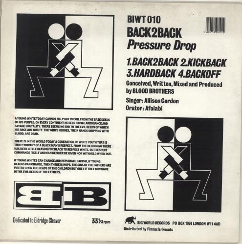 Pressure Drop Back 2 Back 12" vinyl single (12 inch record / Maxi-single) UK PUD12BA703753