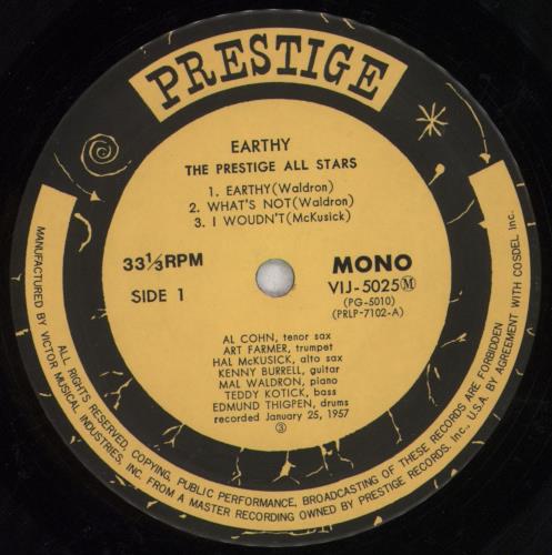 Prestige All Stars Earthy vinyl LP album (LP record) Japanese QRGLPEA847013