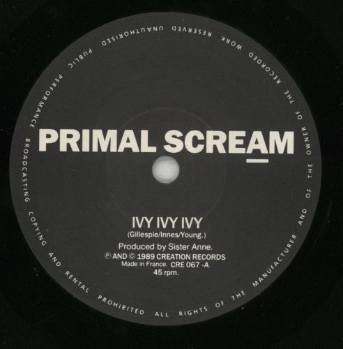 Primal Scream Ivy Ivy Ivy 7" vinyl single (7 inch record / 45) UK PML07IV160652