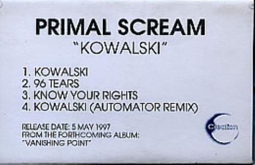 Primal Scream Kowalski cassette single UK PMLCSKO285604