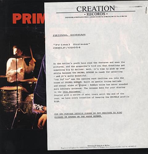 Primal Scream Primal Scream LP Proof Sleeve vinyl LP album (LP record) UK PMLLPPR308359