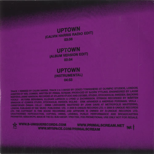 Primal Scream Uptown CD single (CD5 / 5") UK PMLC5UP453039