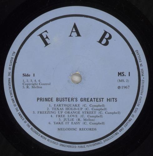 Prince Buster FABulous Greatest Hits - blue label - VG vinyl LP album (LP record) UK BUPLPFA879172