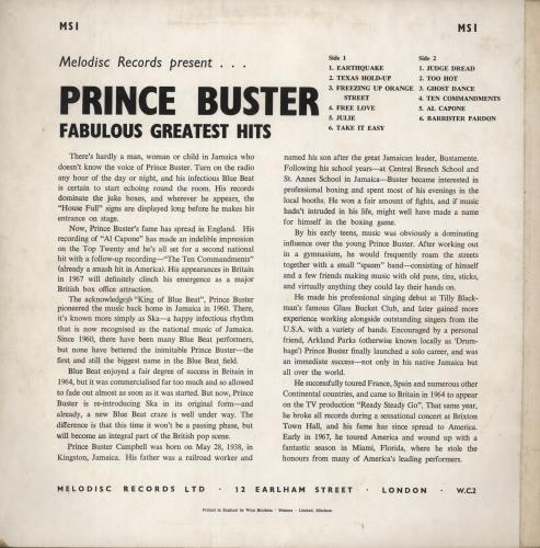 Prince Buster FABulous Greatest Hits - blue label - VG vinyl LP album (LP record) UK BUPLPFA879172