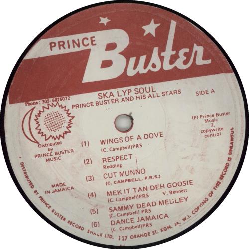 Prince Buster Ska-Lip-Soul vinyl LP album (LP record) Jamaican BUPLPSK681634