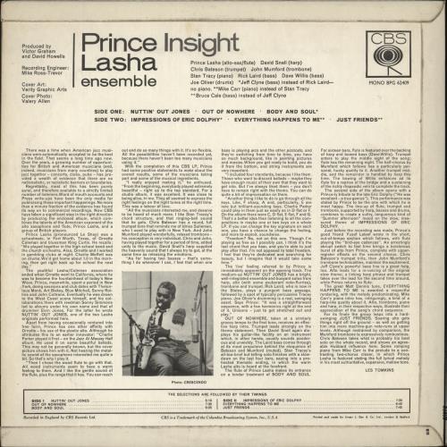 Prince Lasha Insight vinyl LP album (LP record) UK P1KLPIN705430