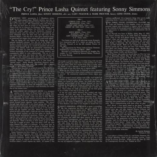 Prince Lasha The Cry! - 180gm Vinyl vinyl LP album (LP record) US P1KLPTH849154