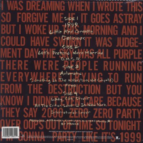 Prince 1999 - Clear With White Swirl Vinyl - Sealed 2-LP vinyl record set (Double LP Album) US PRI2LCL855402