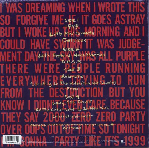 Prince 1999 - stickered p/s 2-LP vinyl record set (Double LP Album) US PRI2LST805900