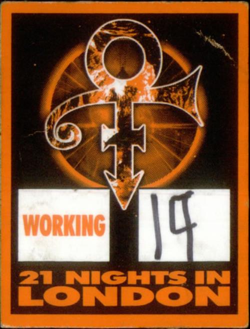 Prince 21 Night In London tour pass UK PRITPNI541410