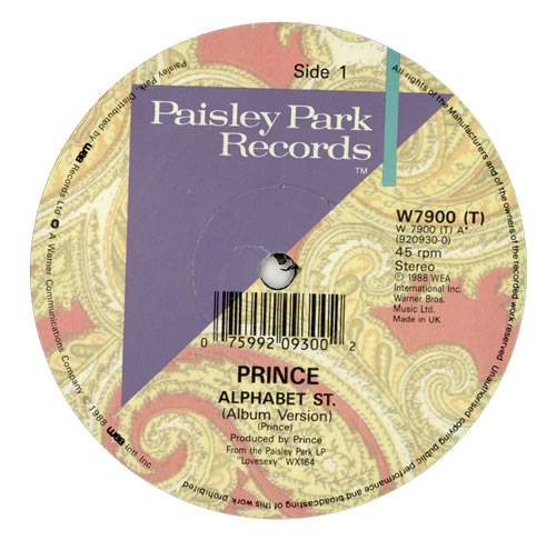 Prince Alphabet Street 12" vinyl single (12 inch record / Maxi-single) UK PRI12AL03274