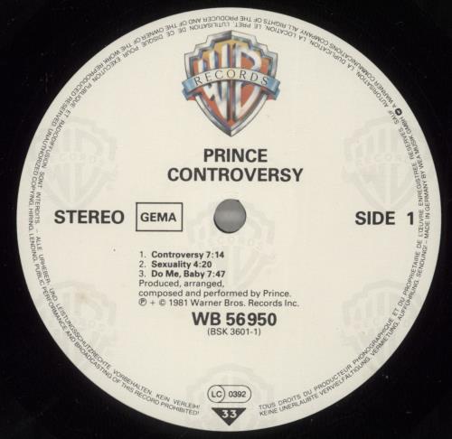 Prince Controversy vinyl LP album (LP record) German PRILPCO881428