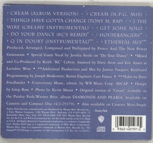 Prince Cream Remixes - EX CD single (CD5 / 5") US PRIC5CR707134