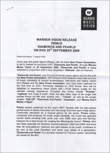 Prince Diamonds & Pearls DVD UK PRIDDDI380759