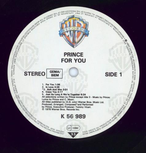 Prince For You + Inner & Insert vinyl LP album (LP record) French PRILPFO774689