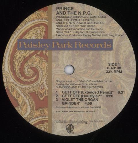 Prince Gett Off 12" vinyl single (12 inch record / Maxi-single) US PRI12GE03378