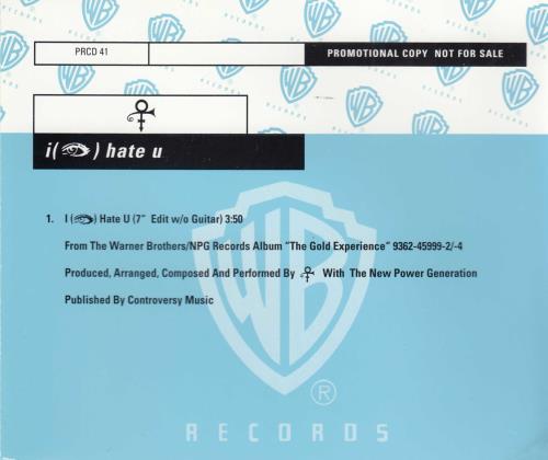 Prince I Hate U CD single (CD5 / 5") UK PRIC5IH52477