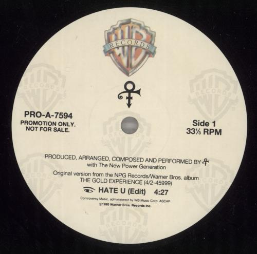 Prince I Hate U 12" vinyl single (12 inch record / Maxi-single) US PRI12IH57492