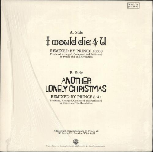 Prince I Would 4 U S Remix Uk 12 Vinyl Single Inch Prince I Would 4 U S Remix Uk