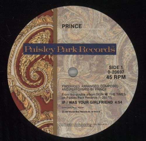 Prince If I Was Your Girlfriend 12" vinyl single (12 inch record / Maxi-single) US PRI12IF34444