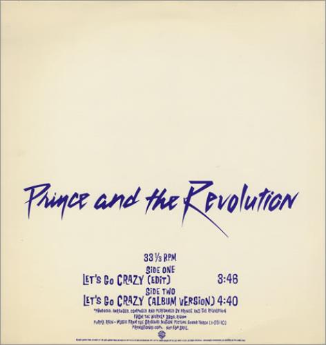 Prince Let's Go Crazy 12" vinyl single (12 inch record / Maxi-single) US PRI12LE03320