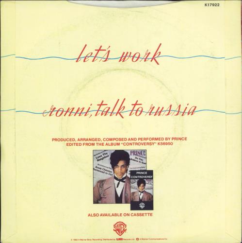 Prince Let's Work 7" vinyl single (7 inch record / 45) UK PRI07LE02707