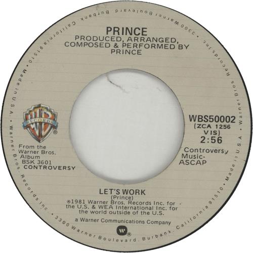 Prince Let's Work 7" vinyl single (7 inch record / 45) US PRI07LE03055