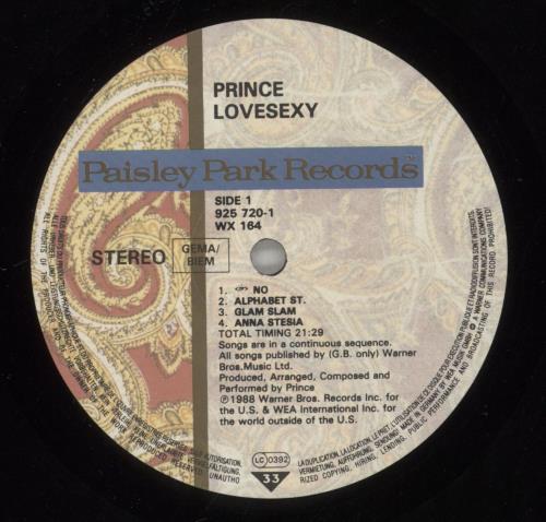Prince Lovesexy - EX vinyl LP album (LP record) UK PRILPLO878021