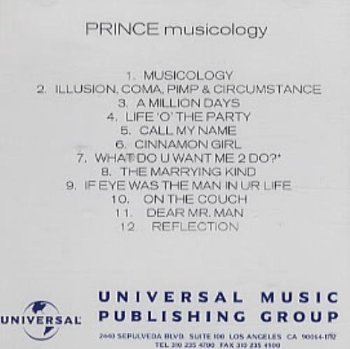 Prince Musicology CD-R acetate US PRICRMU313571