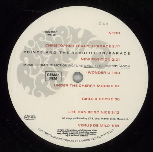 Prince Parade vinyl LP album (LP record) UK PRILPPA883082
