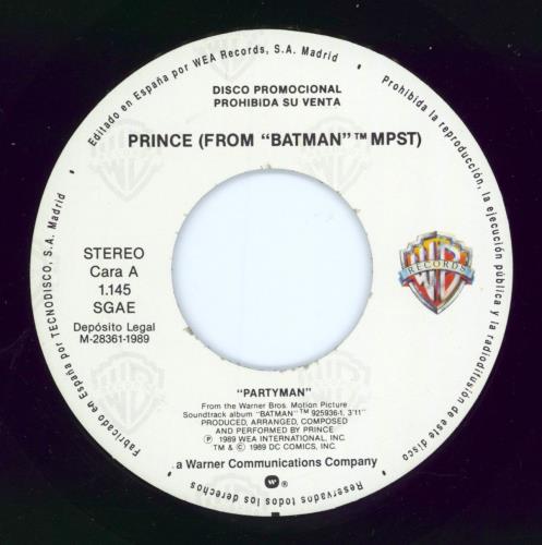 Prince Partyman 7" vinyl single (7 inch record / 45) Spanish PRI07PA52226