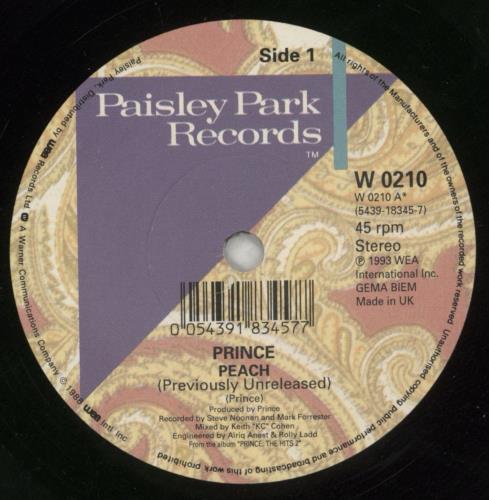 Prince Peach 7" vinyl single (7 inch record / 45) UK PRI07PE38784