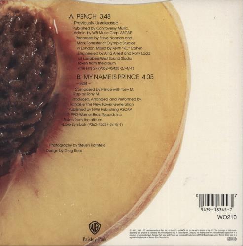 Prince Peach 7" vinyl single (7 inch record / 45) UK PRI07PE38784