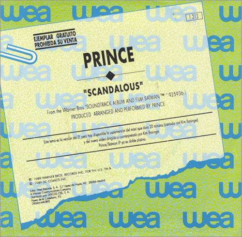 Prince Scandalous 7" vinyl single (7 inch record / 45) Spanish PRI07SC03095