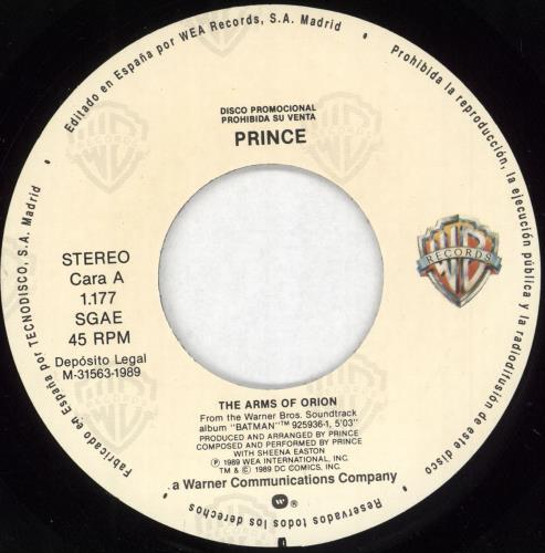 Prince The Arms Of Orion 7" vinyl single (7 inch record / 45) Spanish PRI07TH53219