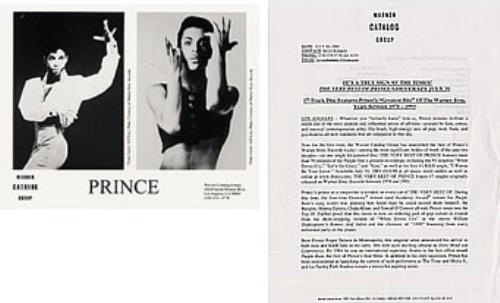 Prince The Very Best Of Prince media press pack US PRIPPTH194701