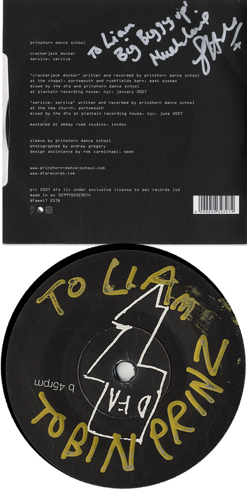 Prinzhorn Dance School Crackerjack Docker - Autographed 7" vinyl single (7 inch record / 45) UK PDZ07CR598726