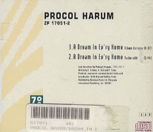 Procol Harum A Dream In Every Home CD single (CD5 / 5") US PRHC5AD104918