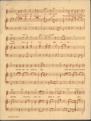 Procol Harum A Whiter Shade Of Pale sheet music UK PRHSMAW780964