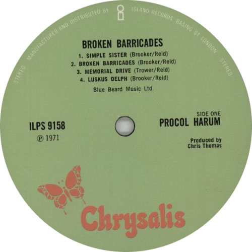 Procol Harum Broken Barricades - 1st vinyl LP album (LP record) UK PRHLPBR596800